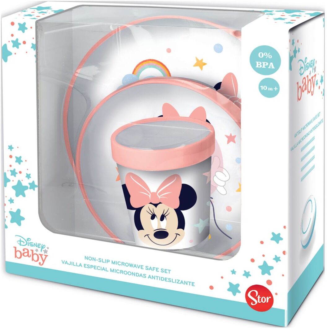 Magic Store Disney Baby 3 Pcs Set Bicolor Non Slip In Gift Box Minnie Home Meal Time Dinner Sets Multi/mønstret Magic Store