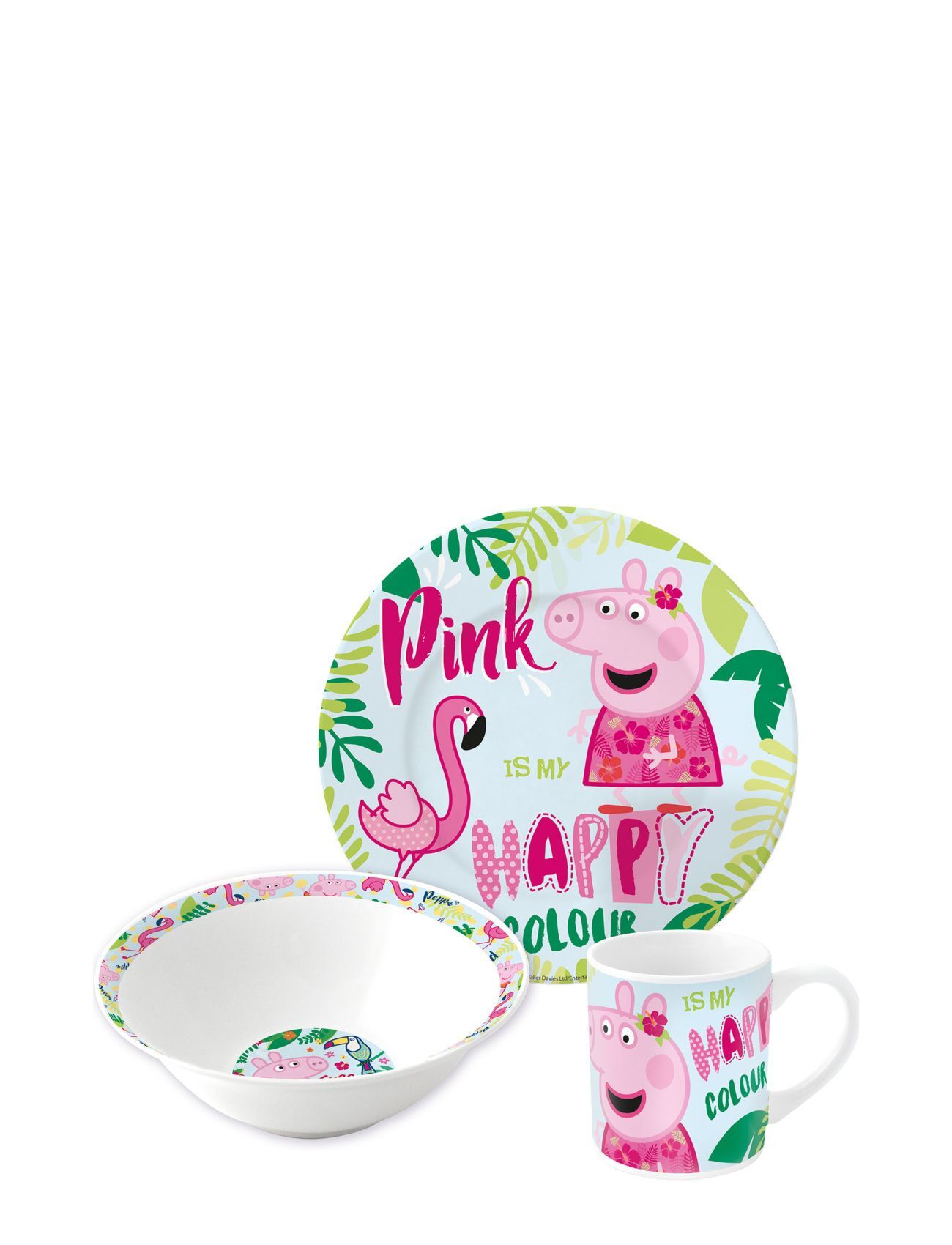 Magic Store Peppa Pig 3 Pcs Offset Snack Set, Ceramic Home Meal Time Dinner Sets Multi/mønstret Magic Store