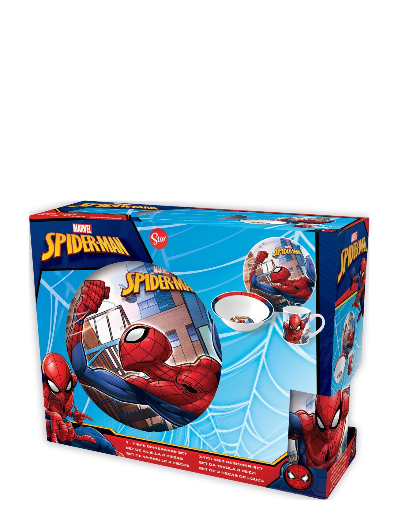 Magic Store Spiderman 3 Pcs Offset Snack Set, Ceramic Home Meal Time Dinner Sets Multi/mønstret Magic Store