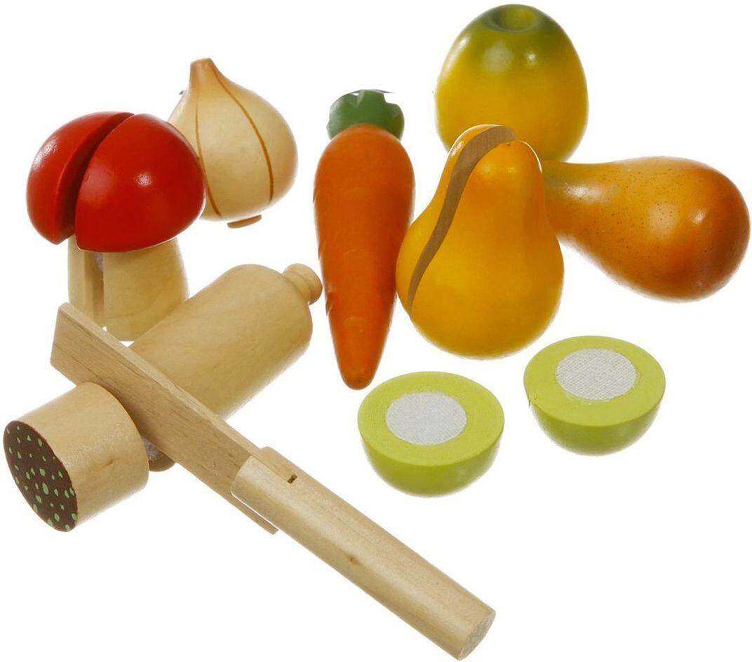 Magni Toys Wooden Fruit And Vegetables With Velcro Toys Toy Kitchen & Accessories Toy Food & Cakes Multi/mønstret Magni Toys