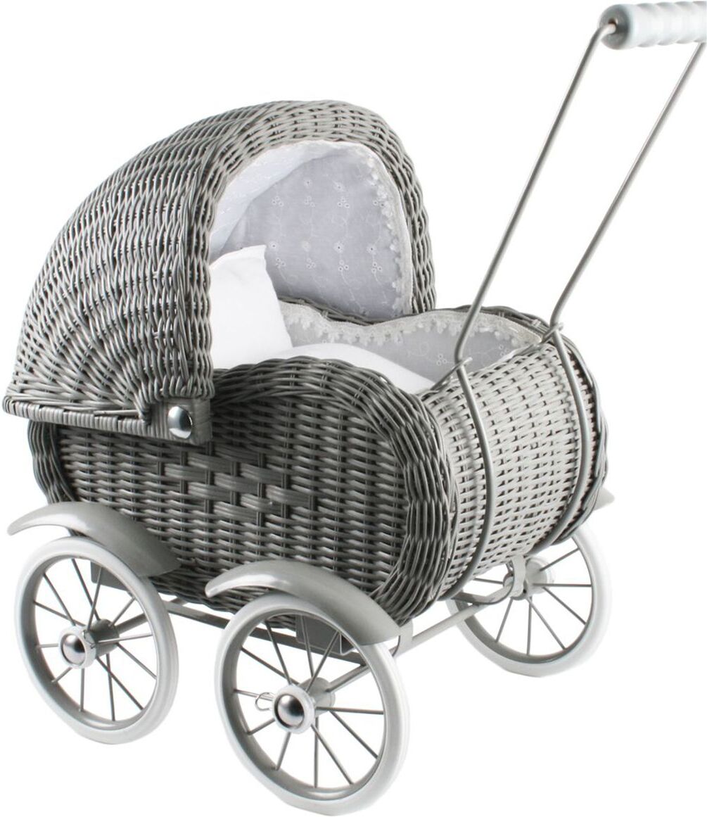 Magni Toys Doll Wicker Pram, Grey Toys Dolls & Accessories Dolls Accessories Grå Magni Toys