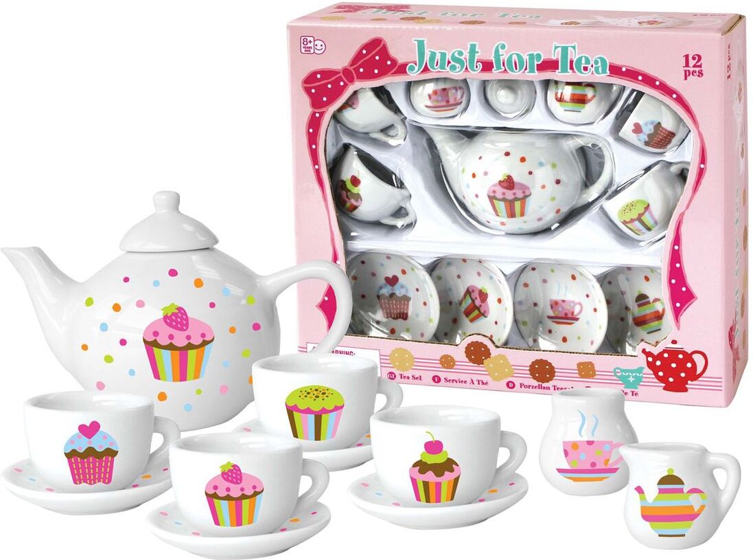 Magni Toys Tea Set "Cupcake" In Porcelain, 12 Pcs. Toys Toy Kitchen & Accessories Coffee & Tee Sets Multi/mønstret Magni Toys