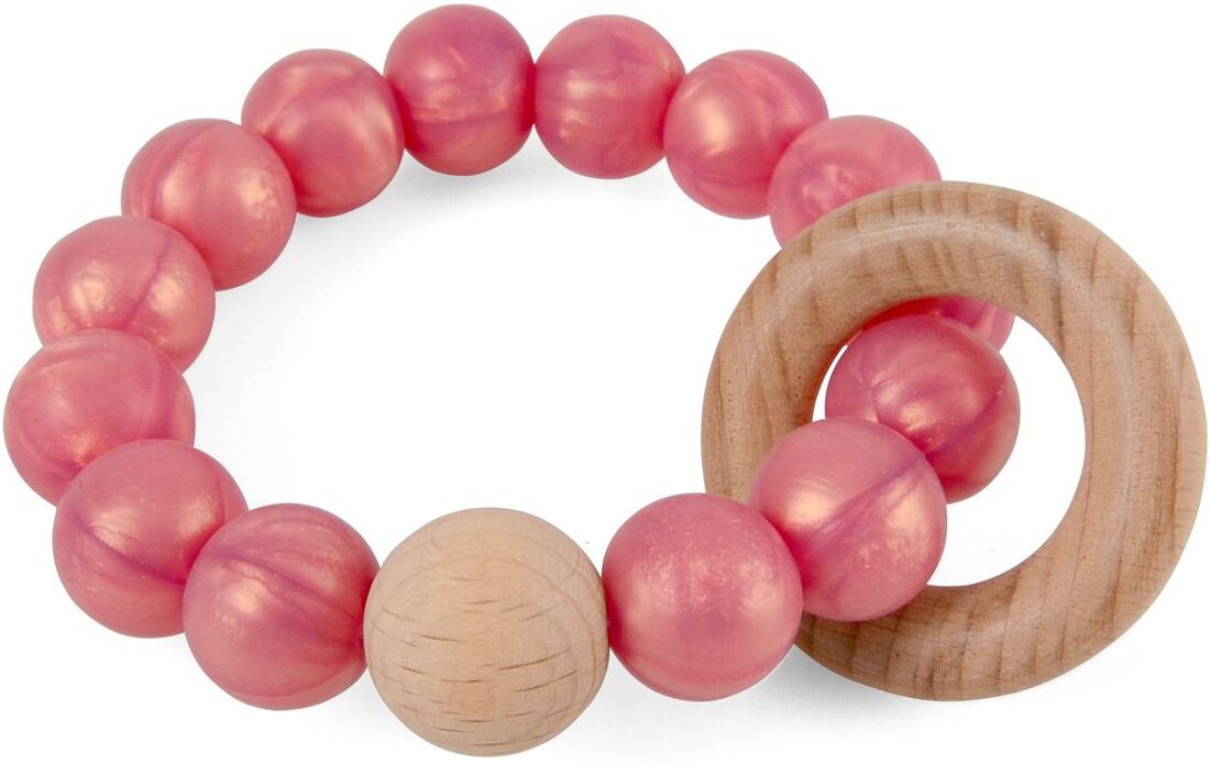 Magni Toys Rattle, Silic And Wood - Metallic Rose Gold Toys Baby Toys Teething Toys Rosa Magni Toys