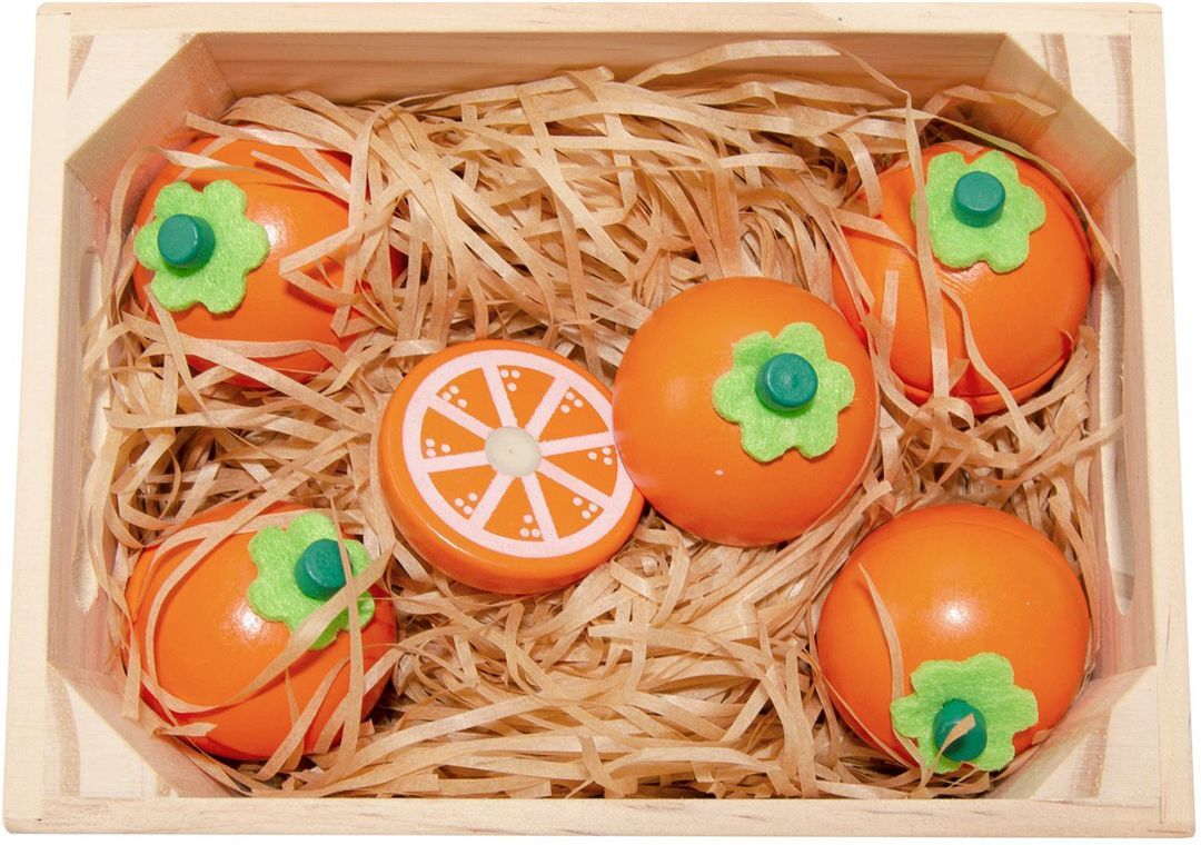 Magni Toys 5 Oranges With Magnet In A Box Toys Toy Kitchen & Accessories Toy Food & Cakes Oransje Magni Toys