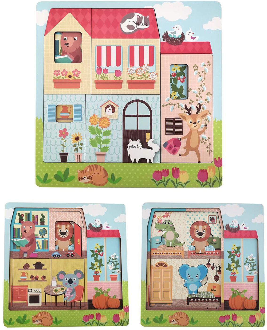 Magni Toys Puzzle With Layers - "House" Toys Puzzles And Games Puzzles Multi/mønstret Magni Toys