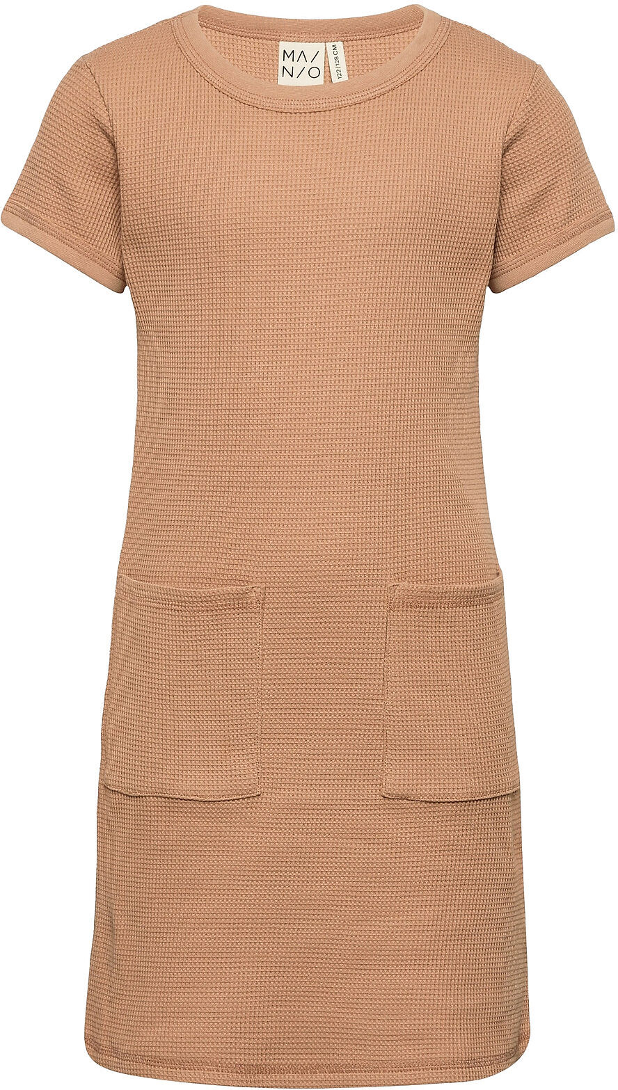 Mainio Waffle Dress, Toasted Nut Dresses & Skirts Dresses Casual Dresses Short-sleeved Casual Dresses Beige Mainio