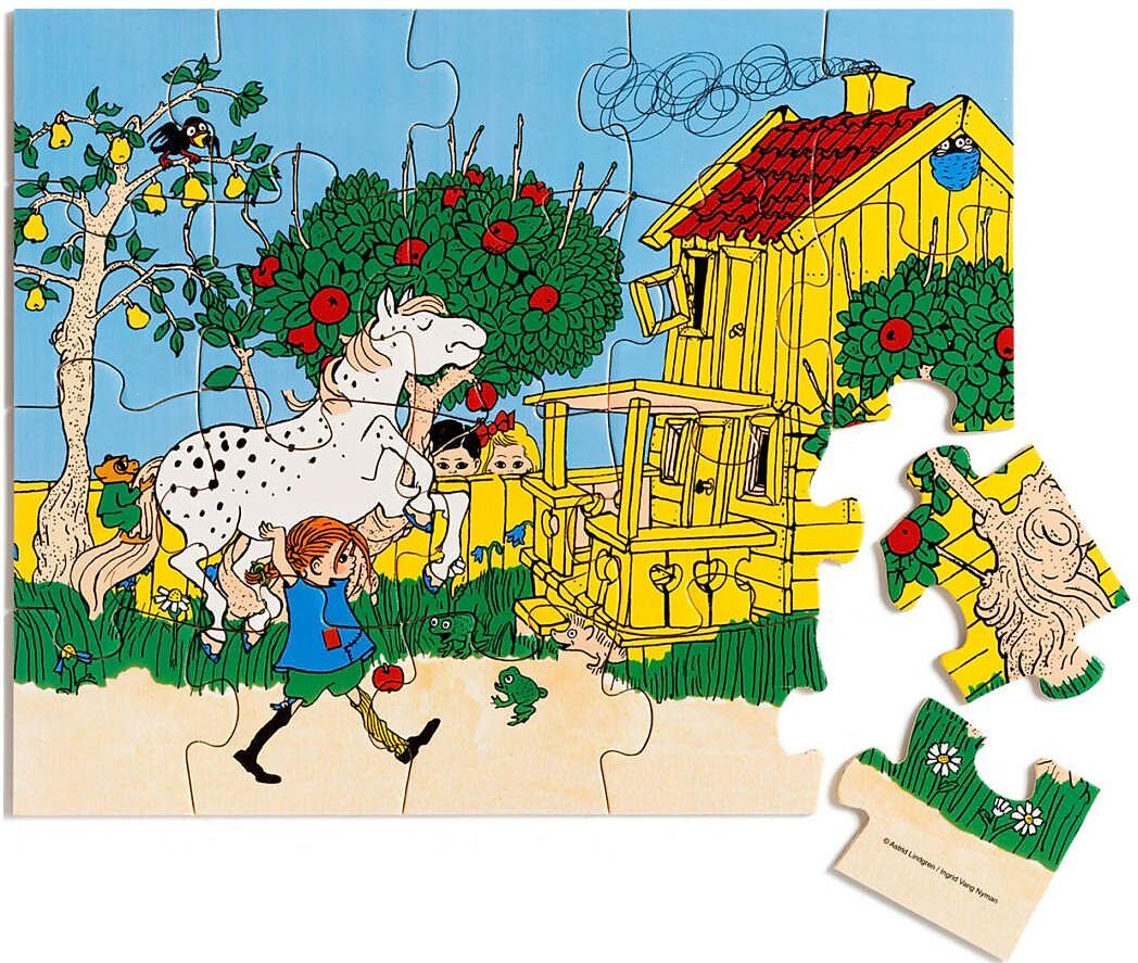 Micki Leksaker Pippi Träpussel, 20 Bitar Toys Puzzles And Games Puzzles Multi/mønstret Micki Leksaker