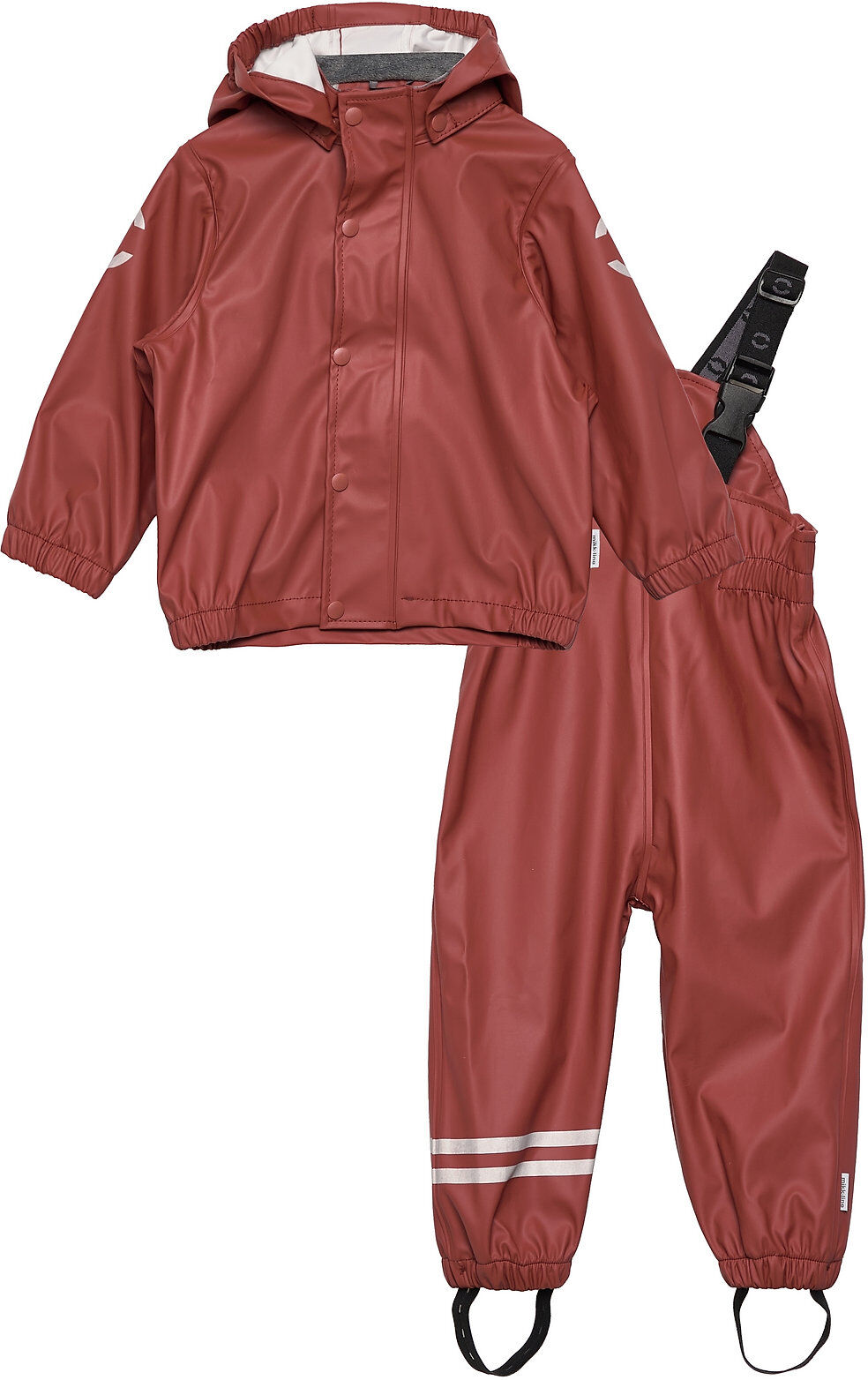 Mikk-Line Pu Rain Set W. Susp/110 Outerwear Coveralls Rainwear Sets & Coveralls Rød Mikk-Line