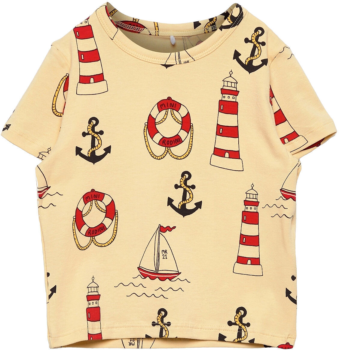 Mini Rodini Lighthouse Aop Ss Tee T-shirts Short-sleeved Gul Mini Rodini