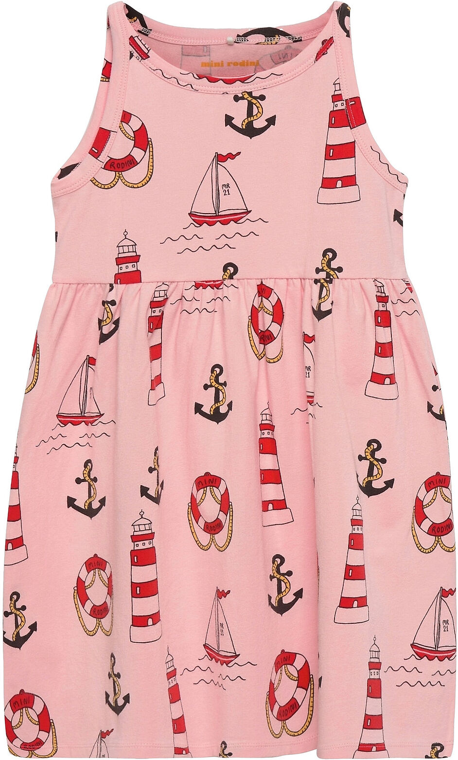 Mini Rodini Lighthouse Aop Tank Dress Dresses & Skirts Dresses Casual Dresses Sleeveless Casual Dresses Rosa Mini Rodini