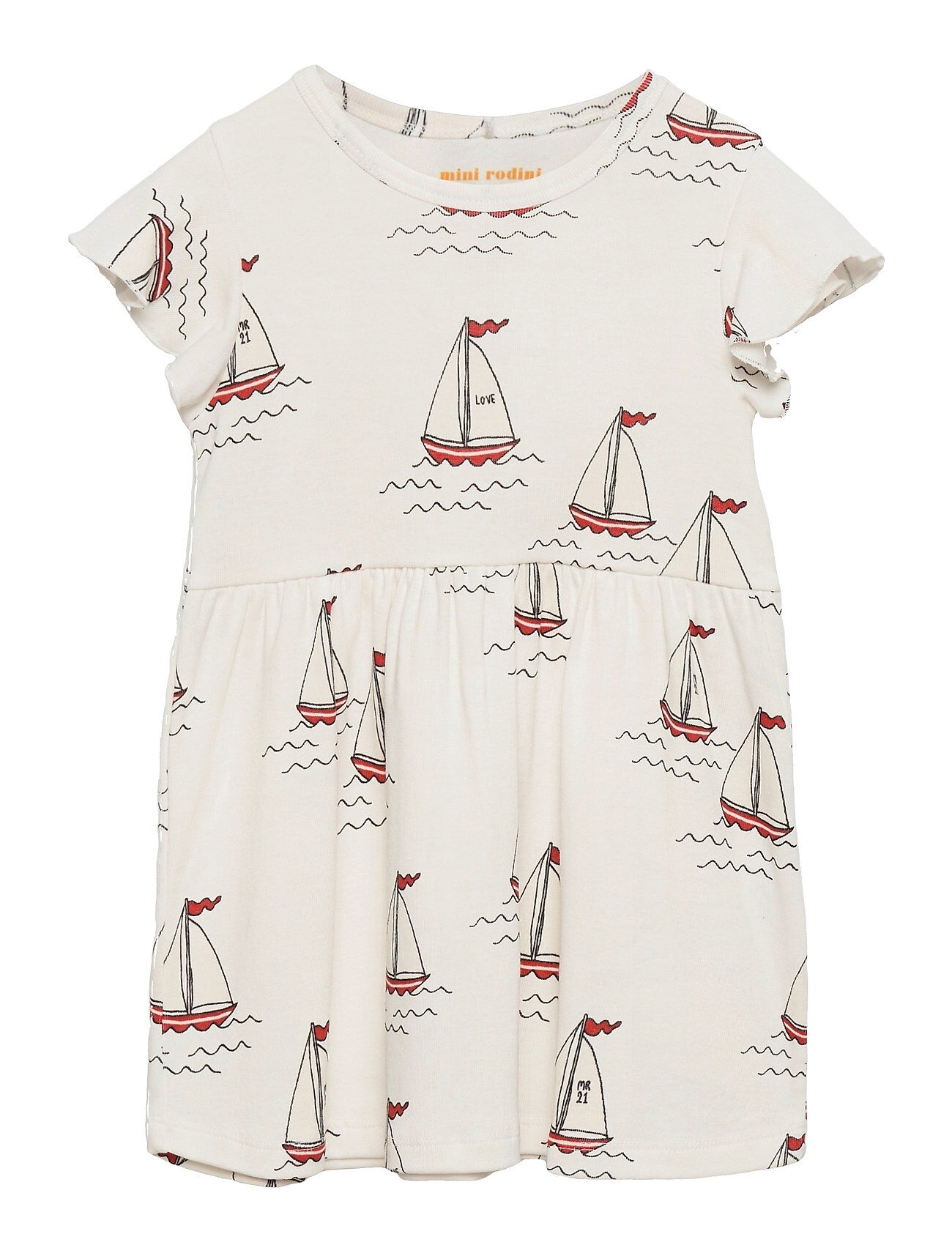Mini Rodini Sailing Boats Aop Wingdress Dresses & Skirts Dresses Casual Dresses Short-sleeved Casual Dresses Grå Mini Rodini