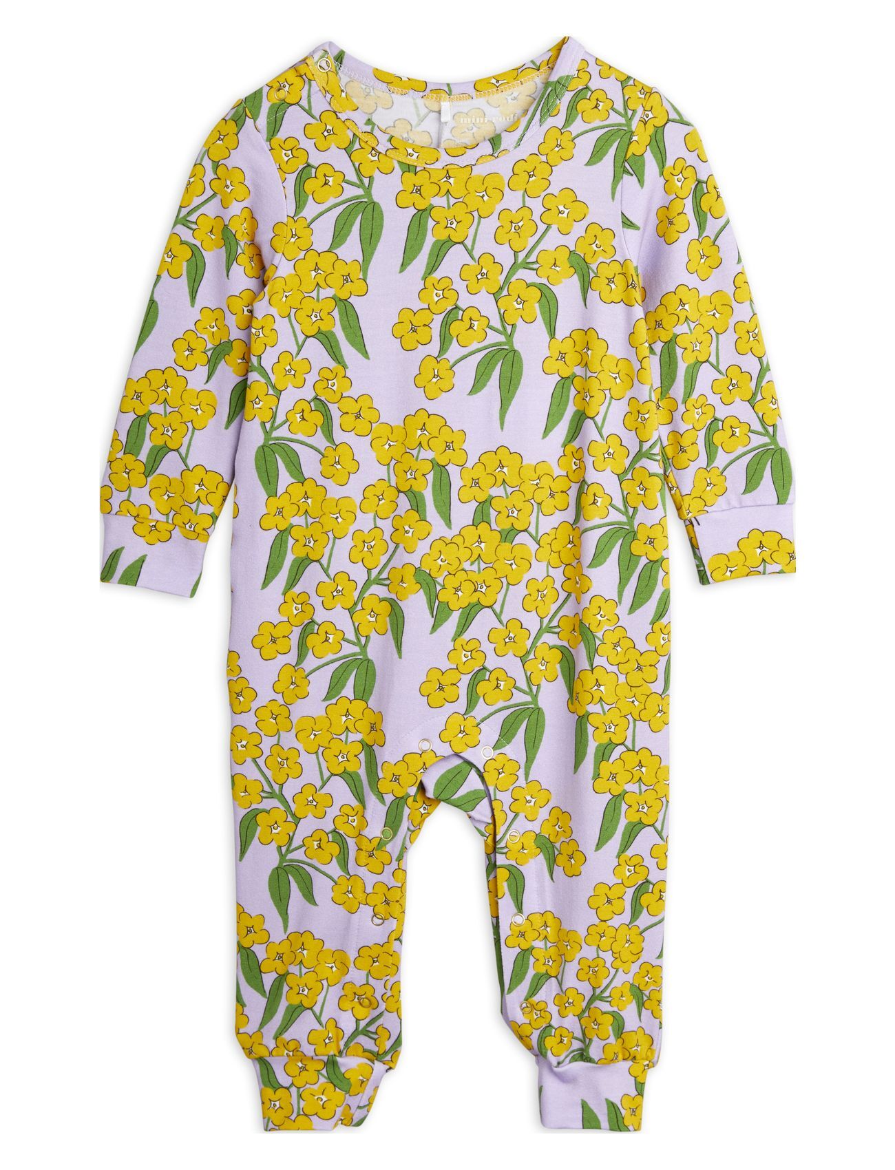 Mini Rodini Alpine Flowers Aop Jumpsuit Langermet Bodysuit Lilla Mini Rodini