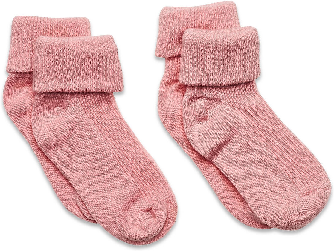 Minymo Baby Rib Sock W. Fold Socks & Tights Socks Rosa Minymo