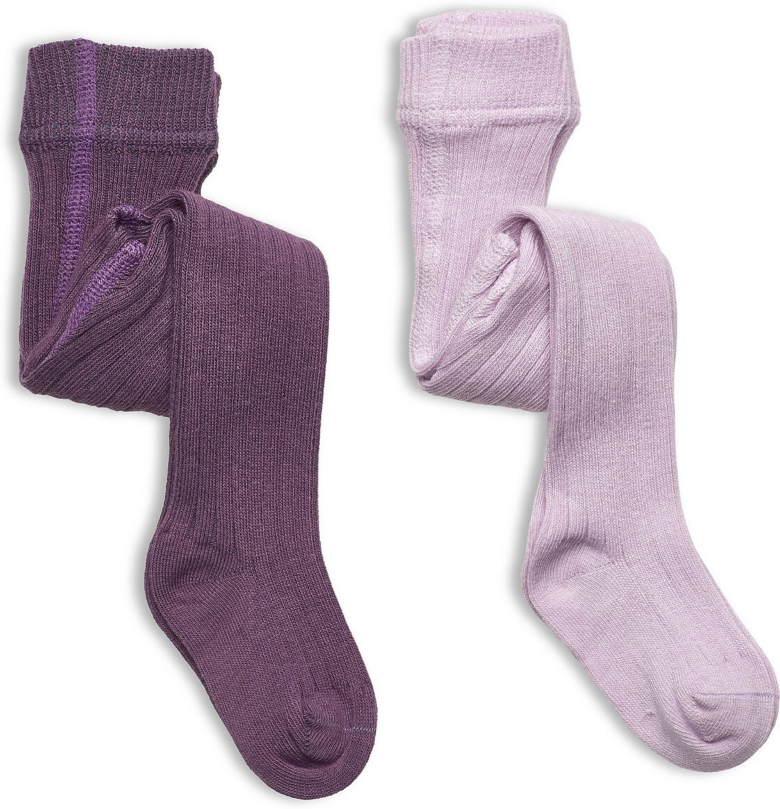 Minymo Stocking - Solid Rib 2-Pack Socks & Tights Tights Lilla Minymo