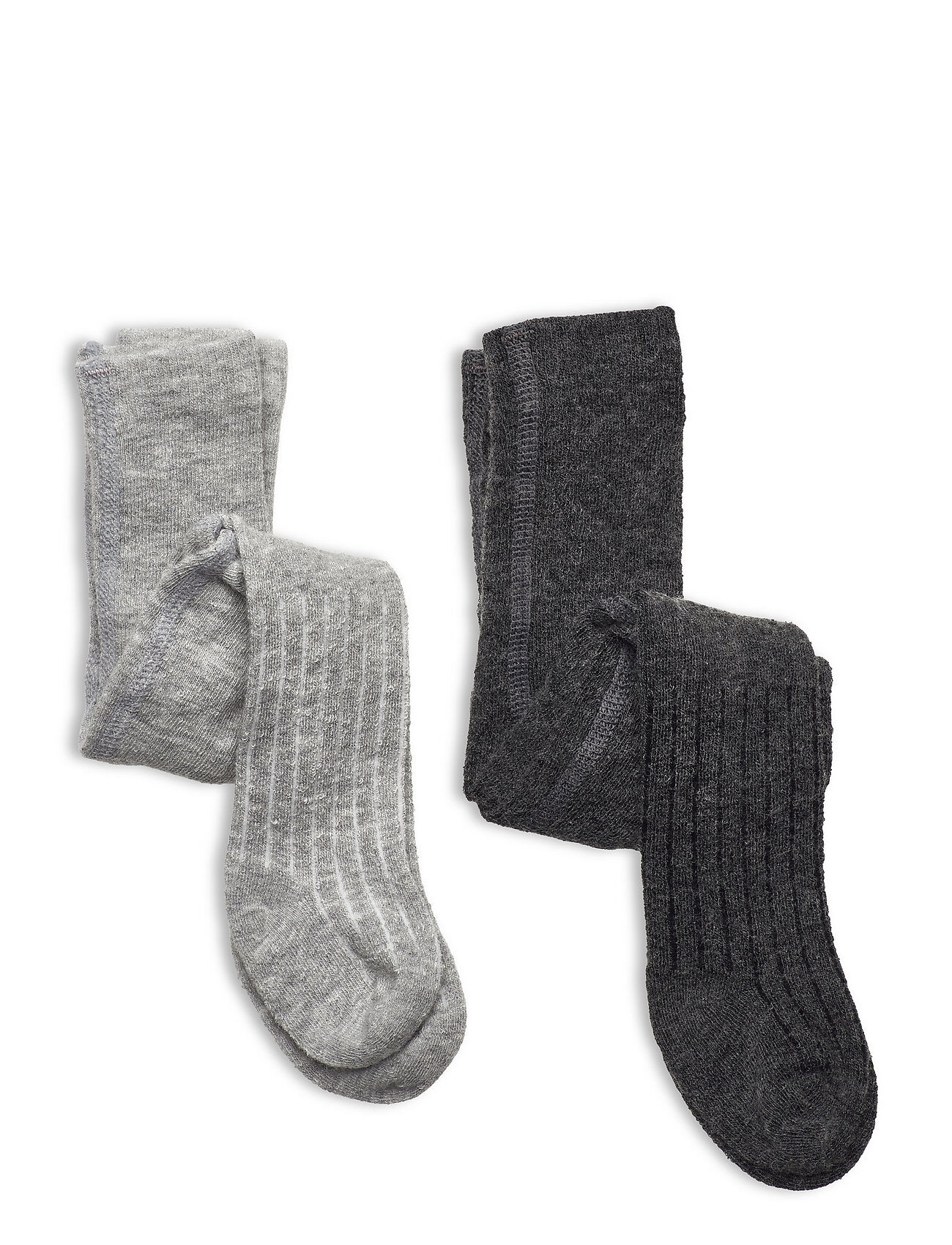 Minymo Wool Stocking - Rib 2-Pack Socks & Tights Tights Grå Minymo
