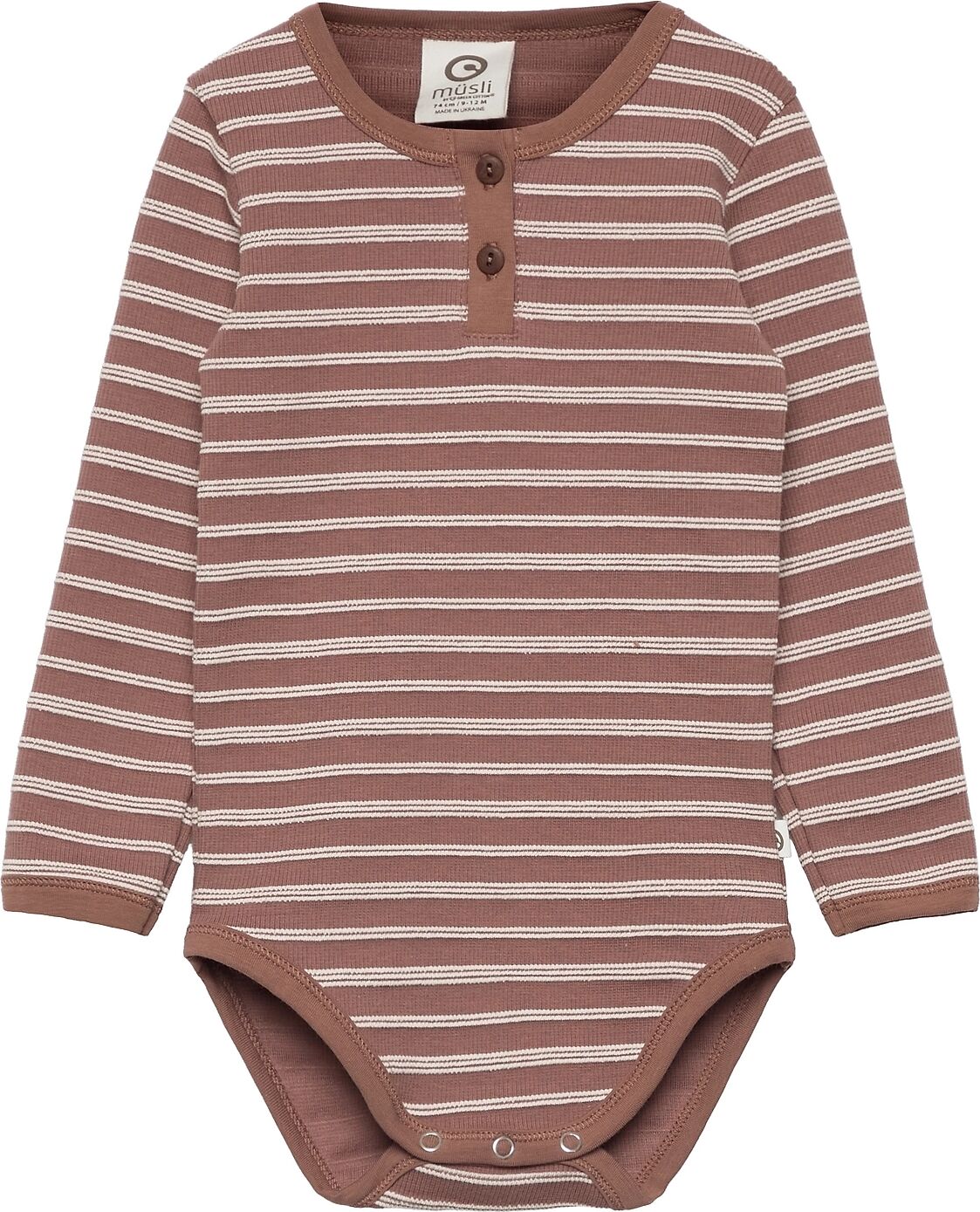 Müsli by Green Cotton Stripe Rib Body Bodies Long-sleeved Brun Müsli By Green Cotton