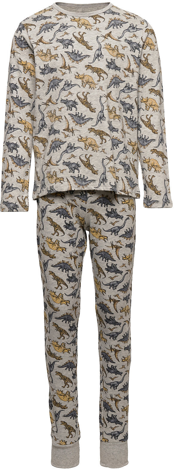 name it Nkmnightset Grey Melange Dino Inj Pyjamas Sett Multi/mønstret Name It