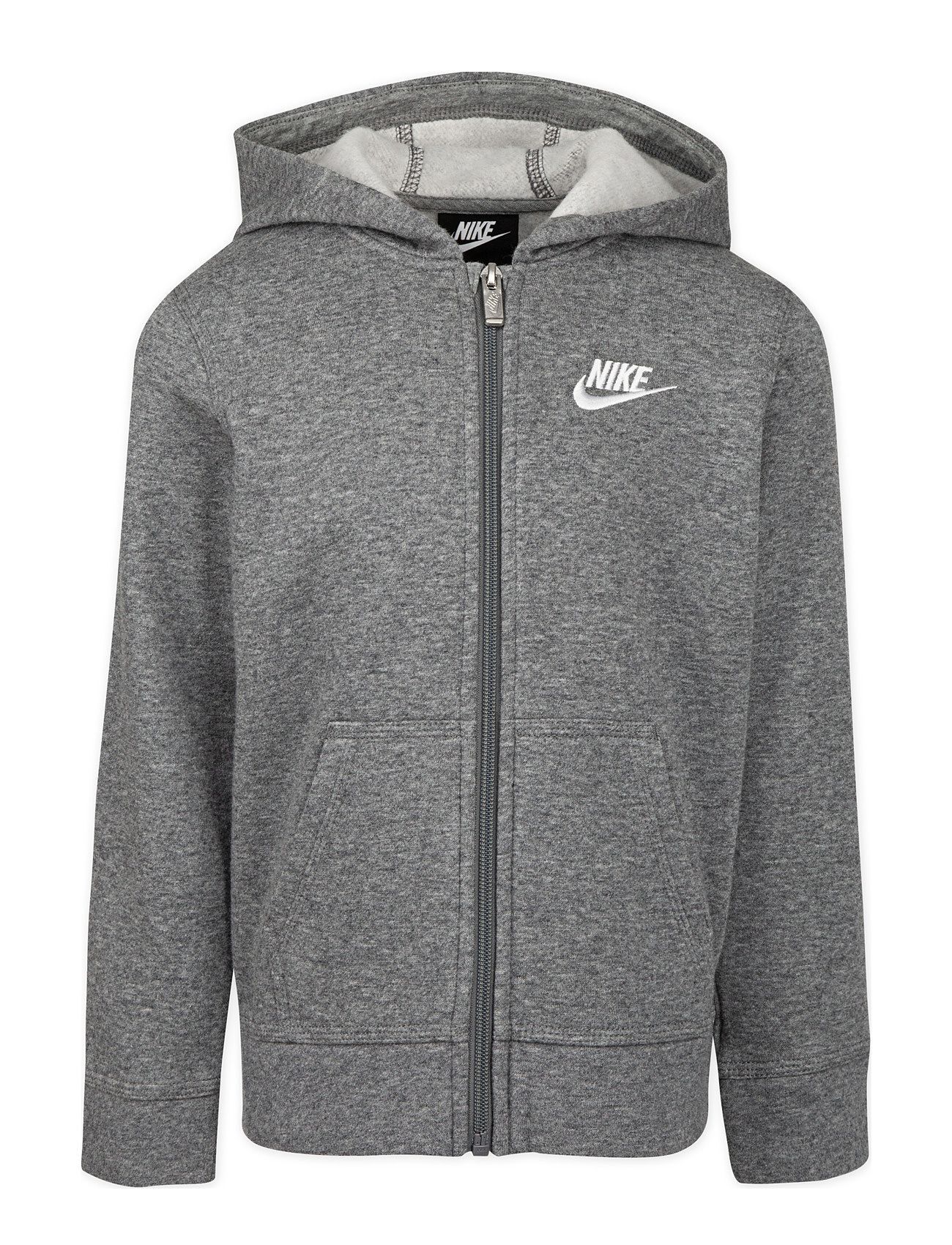 Nike Nkb Club Fleece Fz Hoodie Hettegenser Genser Grå Nike