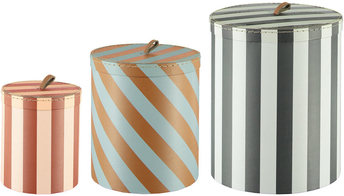 OYOY Living Design Storage Box - Round - Stripe - Set Of 3 Home Kids Decor Storage Multi/mønstret OYOY Living Design