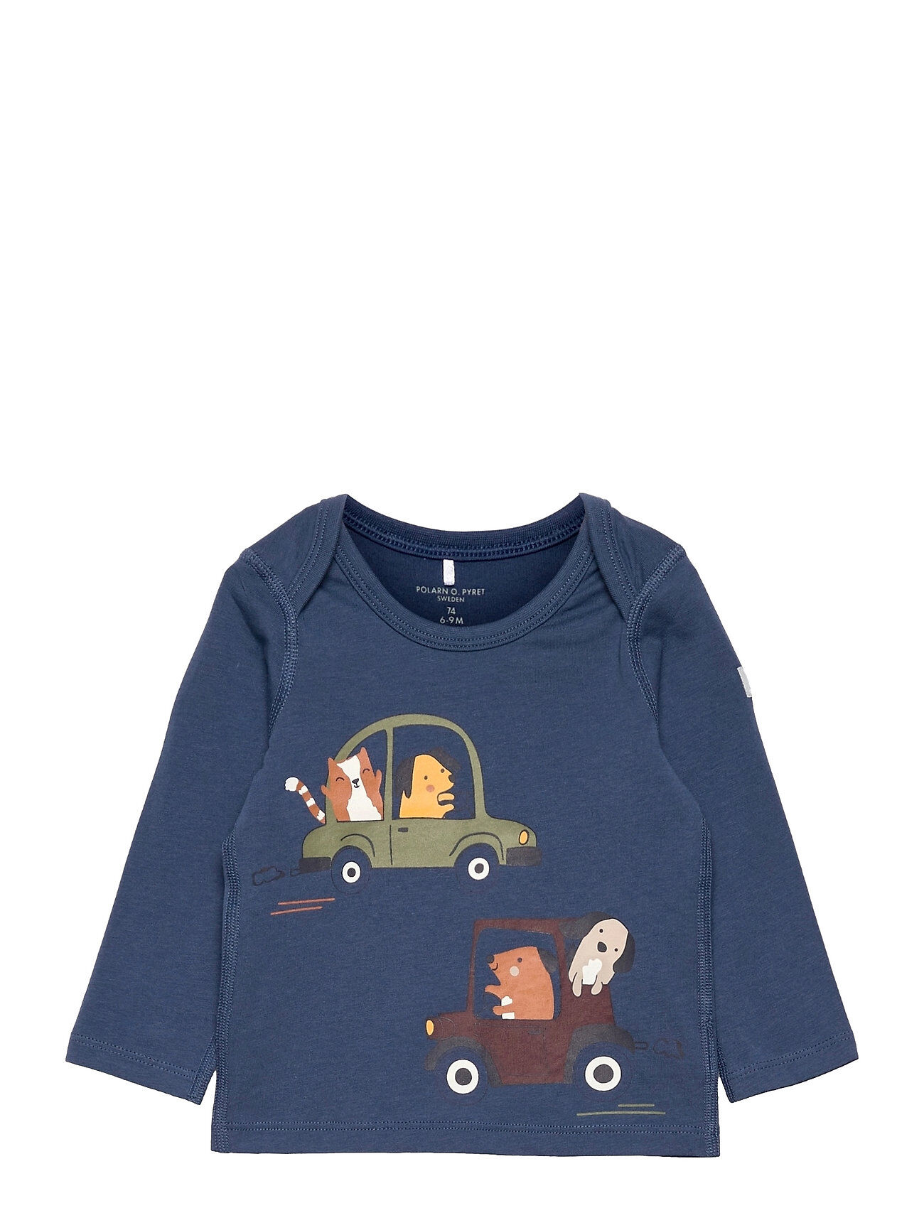 Polarn O. Pyret Top L/S Printed Baby T-shirts Long-sleeved T-shirts Blå Polarn O. Pyret