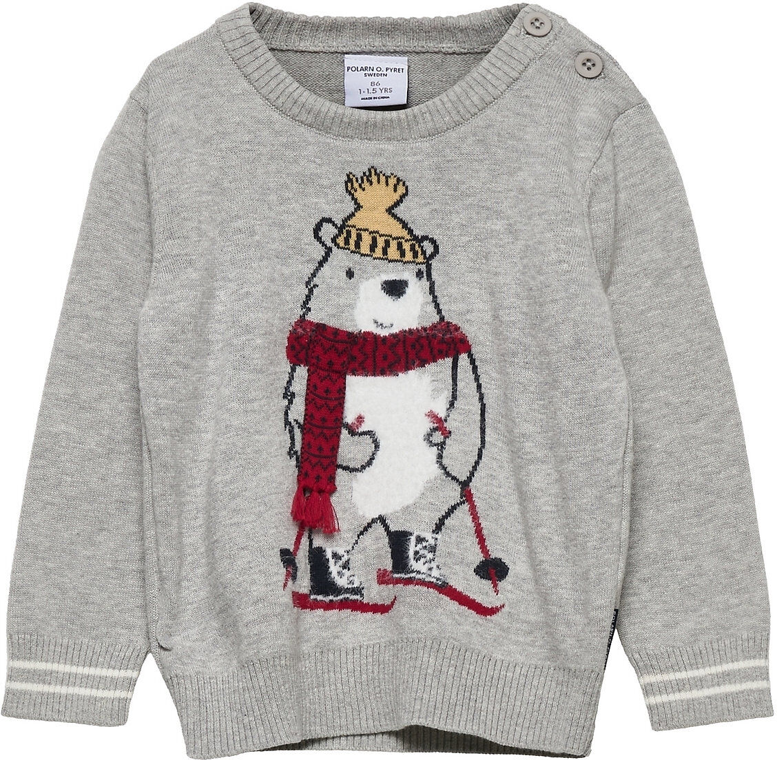 Polarn O. Pyret Sweater L/S Knitted Preschool Sweat-shirt Genser Grå Polarn O. Pyret