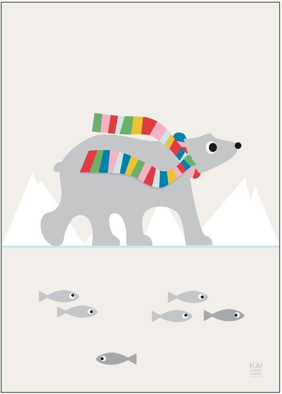 Poster & Frame Polar Bear Home Kids Decor Posters Multi/mønstret Poster & Frame