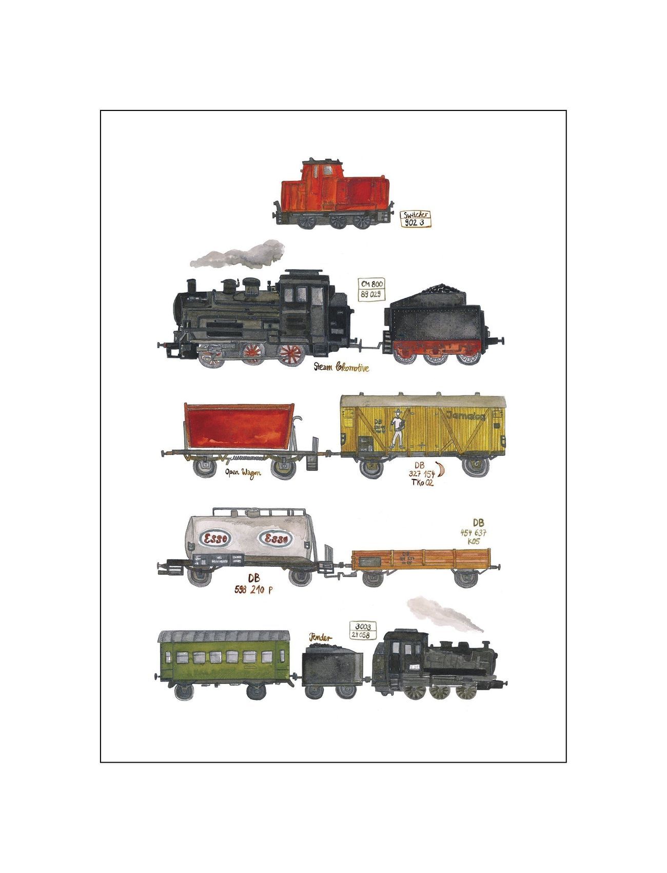 Poster & Frame Trains Home Kids Decor Posters Multi/mønstret Poster & Frame