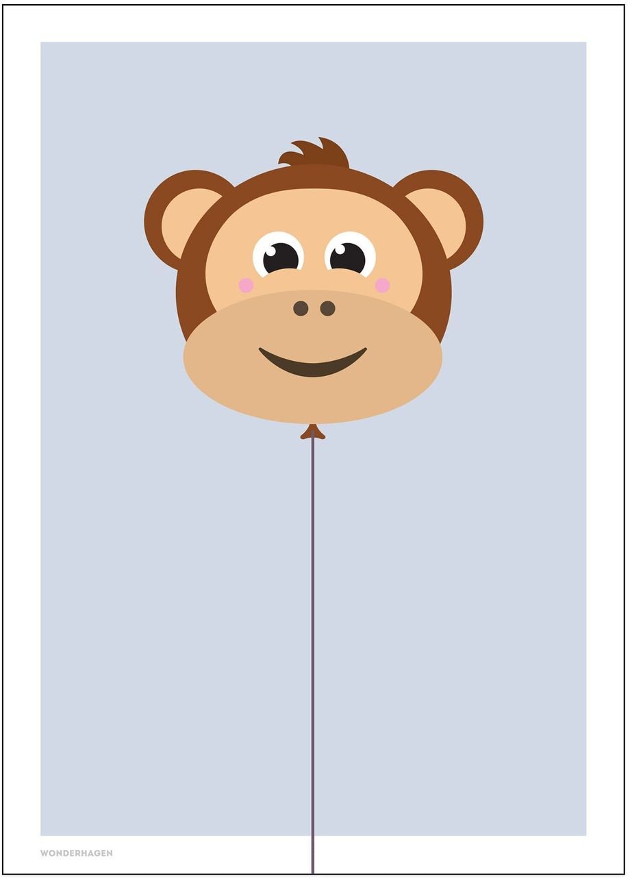 Poster & Frame Balloon Animals Monkey Home Kids Decor Posters Multi/mønstret Poster & Frame