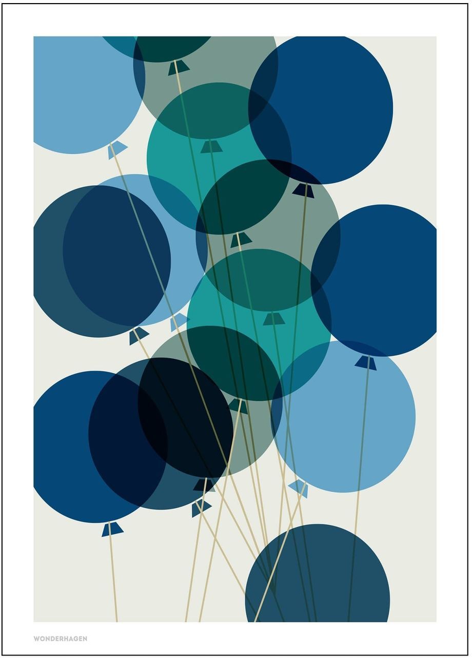 Poster & Frame Balloon Blue Home Kids Decor Posters Multi/mønstret Poster & Frame