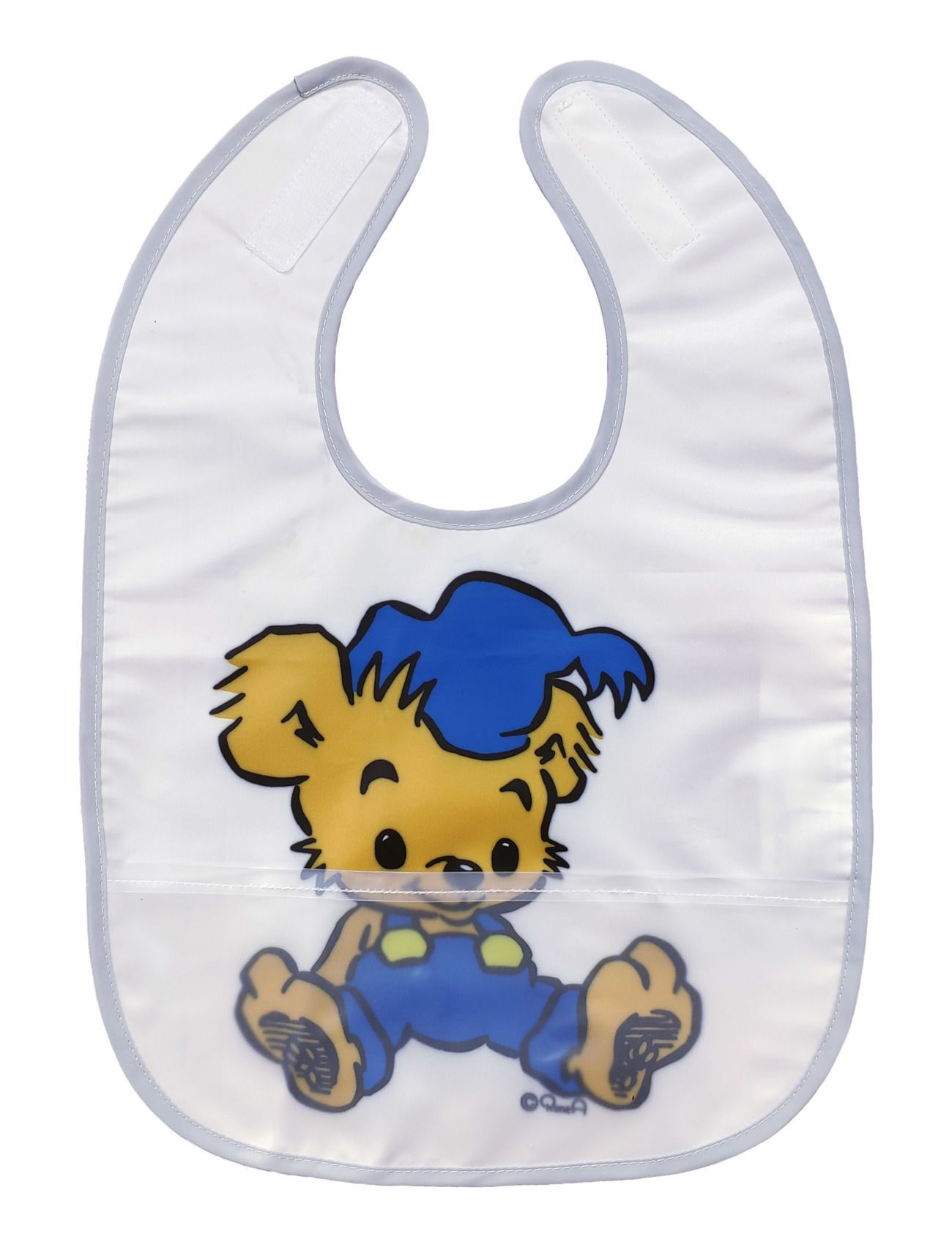 Rätt Start Bamse, Bib, White / Grey Home Meal Time Bibs Multi/mønstret Rätt Start