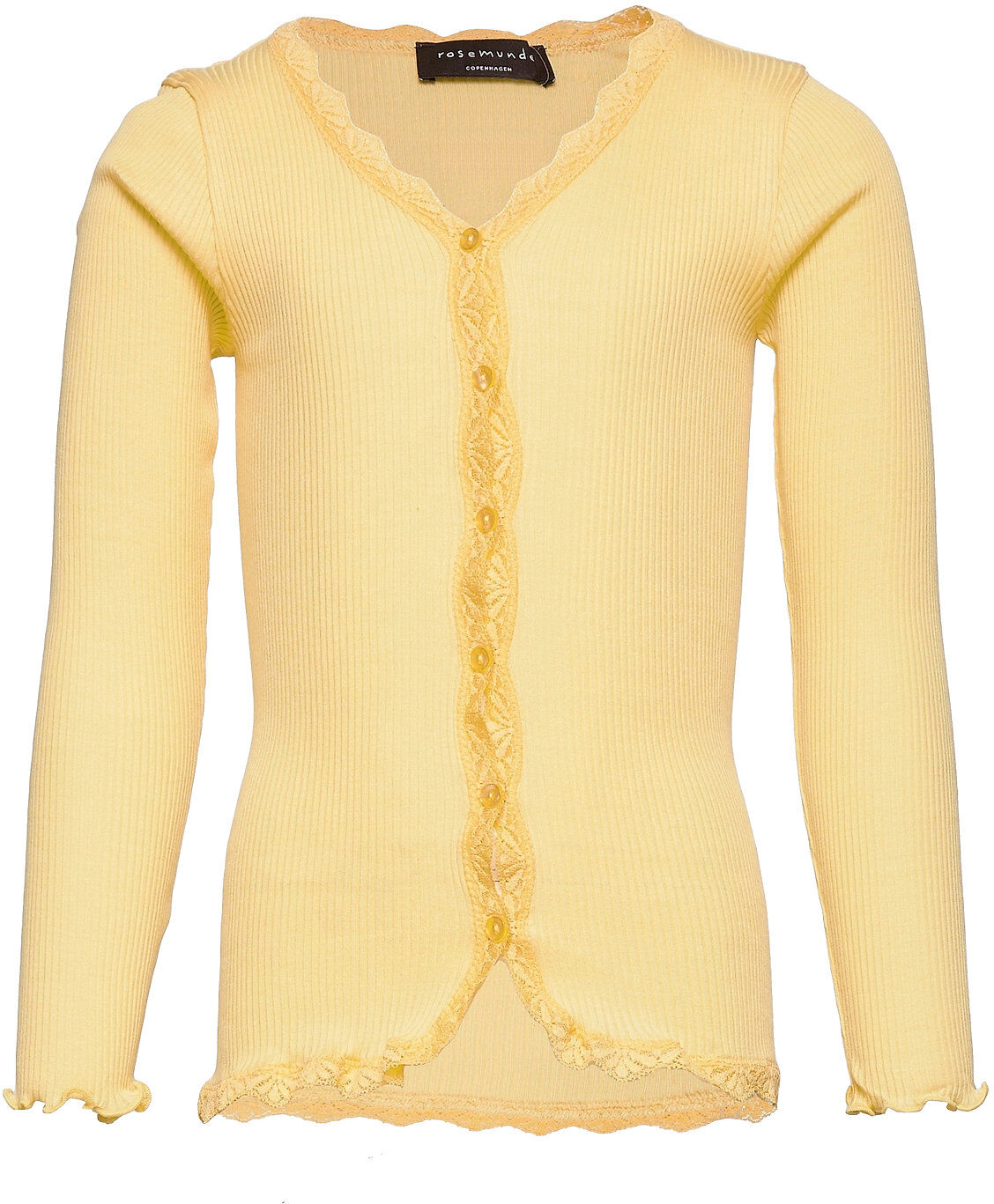 Rosemunde Kids Silk Cardigan Regular Ls W/ Lace Strikkegenser Cardigan Gul Rosemunde Kids