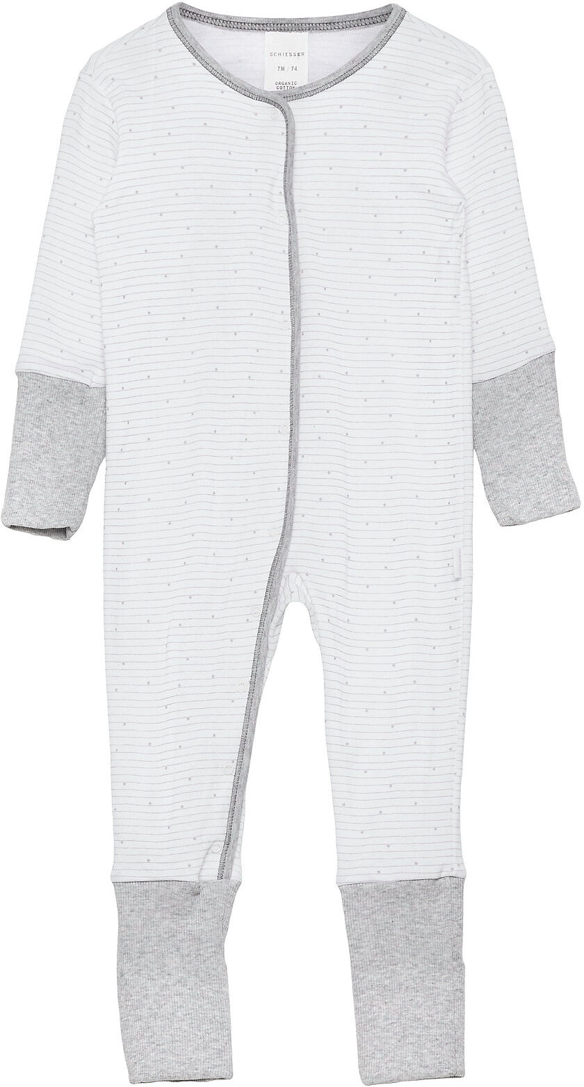 Schiesser Romper With Footing Langermet Bodysuit Grå Schiesser