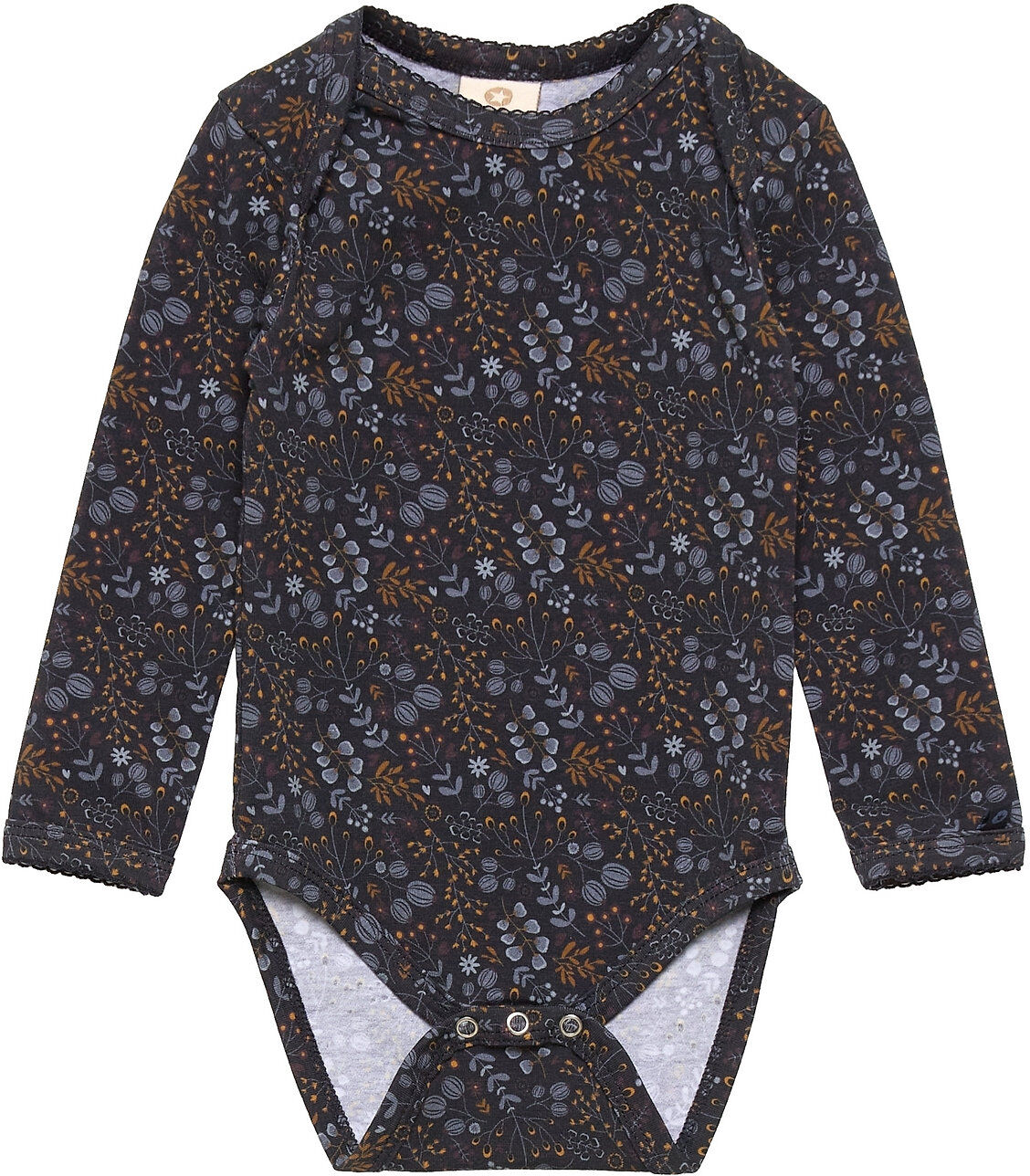 Smallstuff Body Ls, Flower Night, Dark Blue Bodies Long-sleeved Multi/mønstret Smallstuff