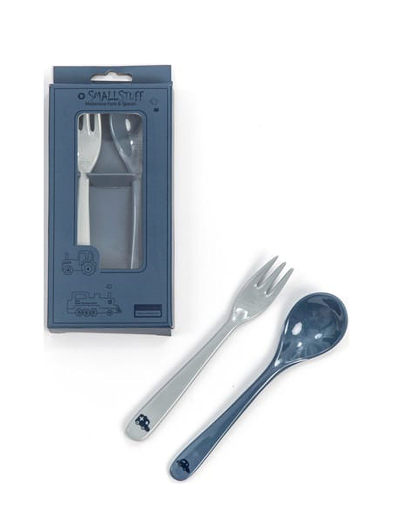 Smallstuff Fork And Spoon, Auto, In Gift Box Home Meal Time Cutlery Blå Smallstuff