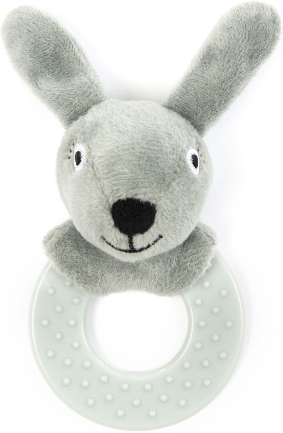 Smallstuff Rattle Rubber Ring, Rabbit, Grey Toys Baby Toys Rattles Grå Smallstuff