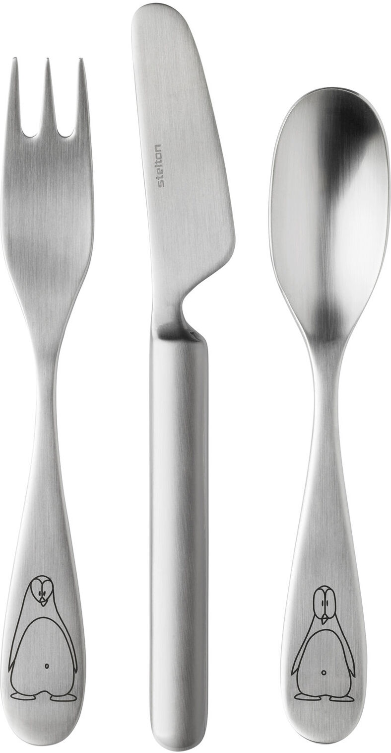 Stelton Una With Pingo Children's Cutlery Set - 3 Pcs. Home Meal Time Cutlery Sølv Stelton