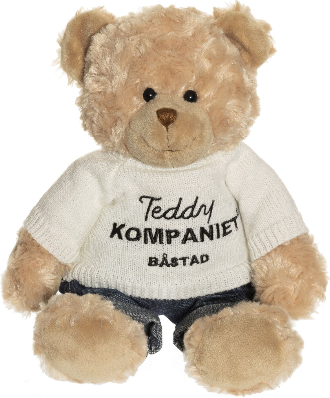 Teddykompaniet Teddy With Knitted Logo Sweater & Jeans Toys Soft Toys Teddy Bears Beige Teddykompaniet