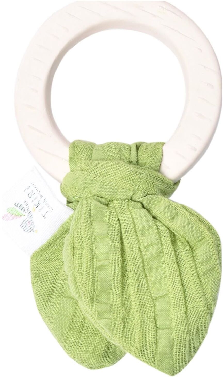 Tikiri Rubber Teething/Muslin Tie Green Toys Baby Toys Teething Toys Grønn Tikiri