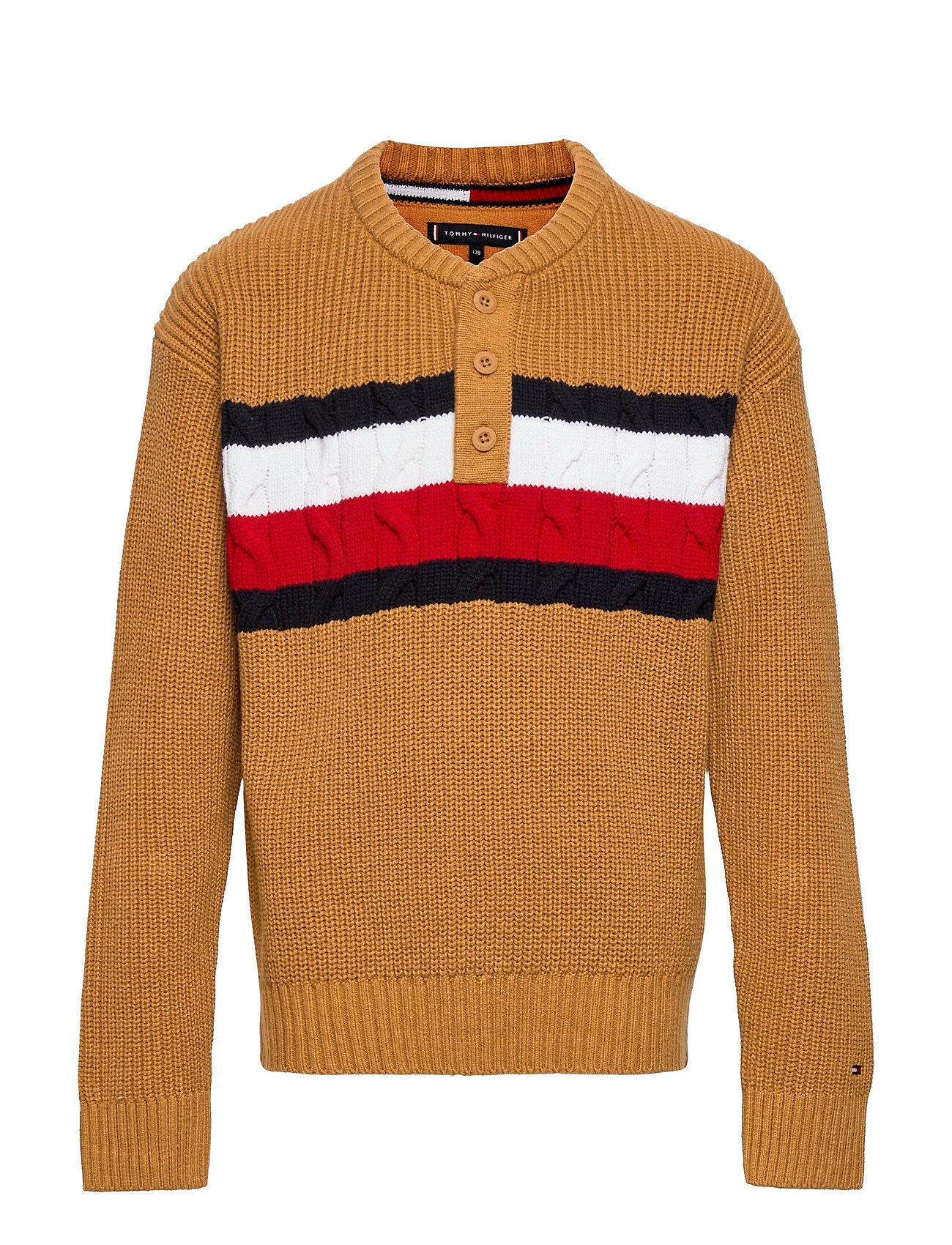 Tommy Hilfiger Global Stripe Henley Sweater Pullover Oransje Tommy Hilfiger
