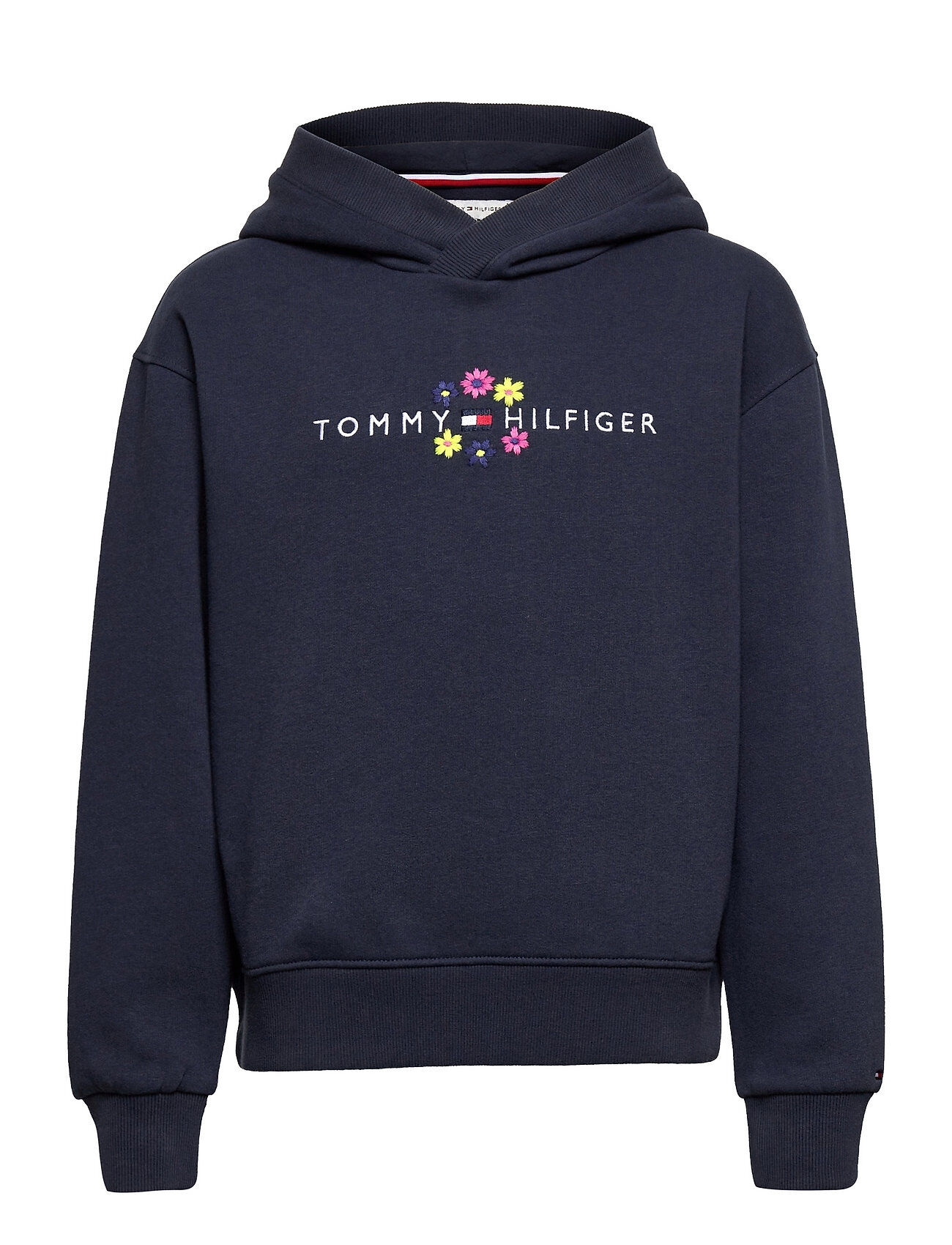 Tommy Hilfiger Flower Embroidered Hoodie Hettegenser Genser Blå Tommy Hilfiger