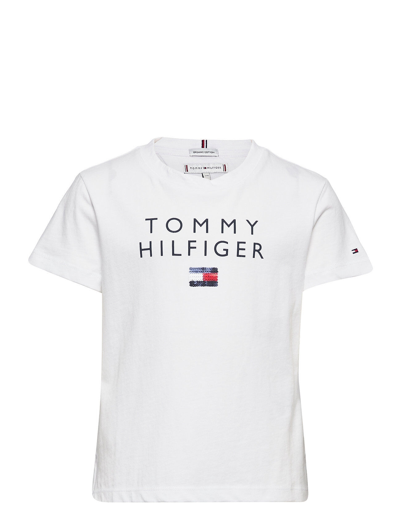 Tommy Hilfiger Tommy Sequins Tee S/S T-shirts Short-sleeved Hvit Tommy Hilfiger