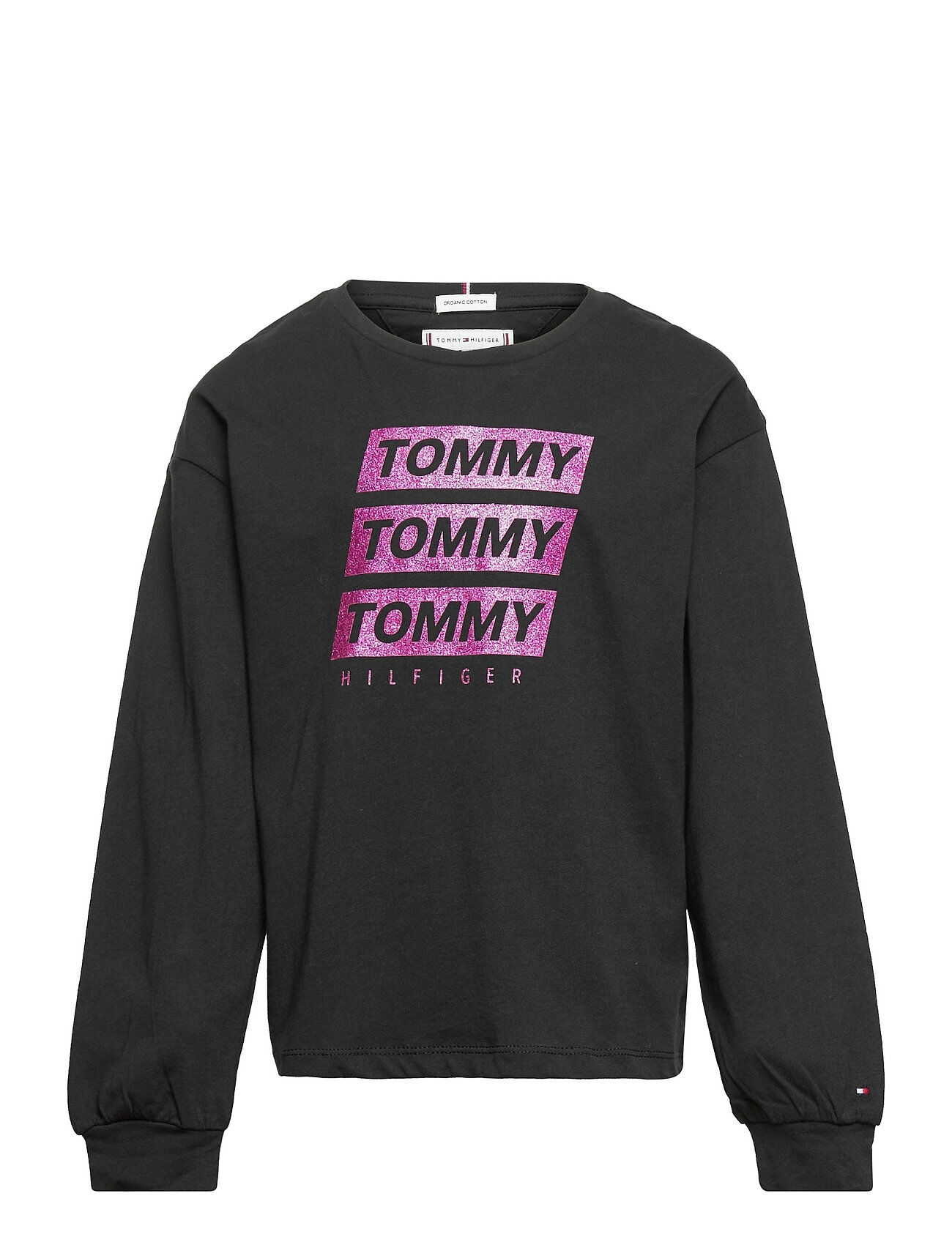 Tommy Hilfiger Graphic Print Tee L/S Sweat-shirt Genser Svart Tommy Hilfiger