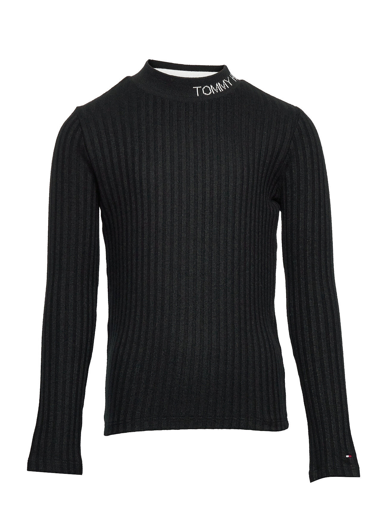 Tommy Hilfiger Essential Rib Knit Top L/S Pullover Svart Tommy Hilfiger