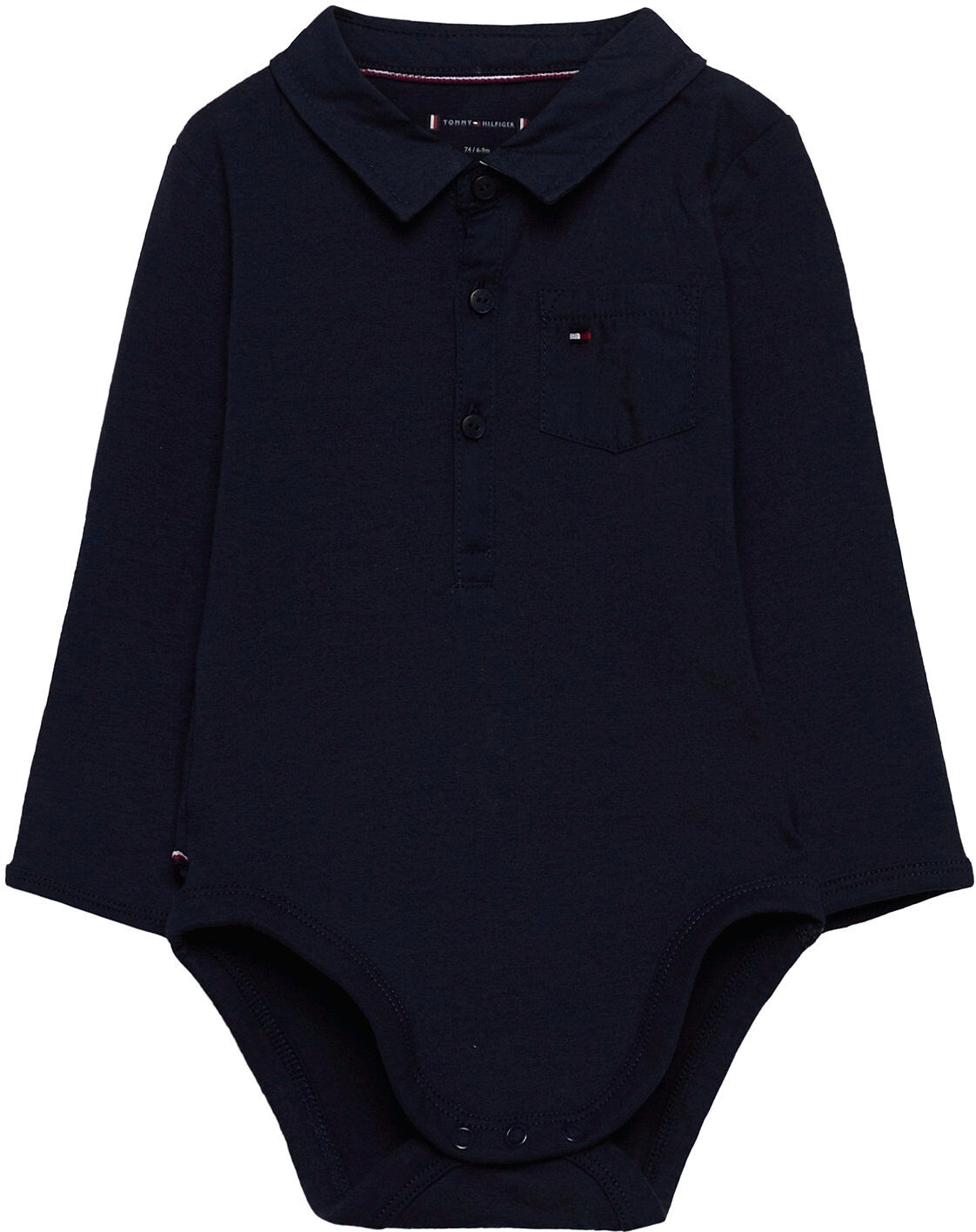 Tommy Hilfiger Baby Poplin Collar Body L/S Bodies Long-sleeved Blå Tommy Hilfiger