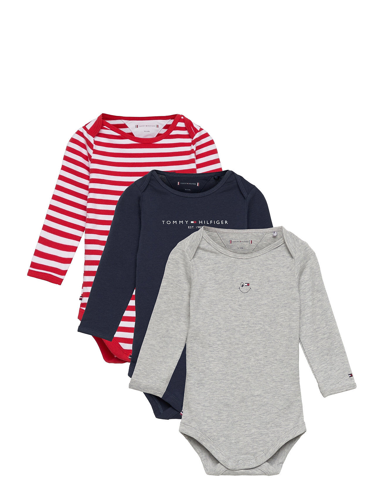 Tommy Hilfiger Baby Body 3 Pack Giftbox Bodies Long-sleeved Grå Tommy Hilfiger