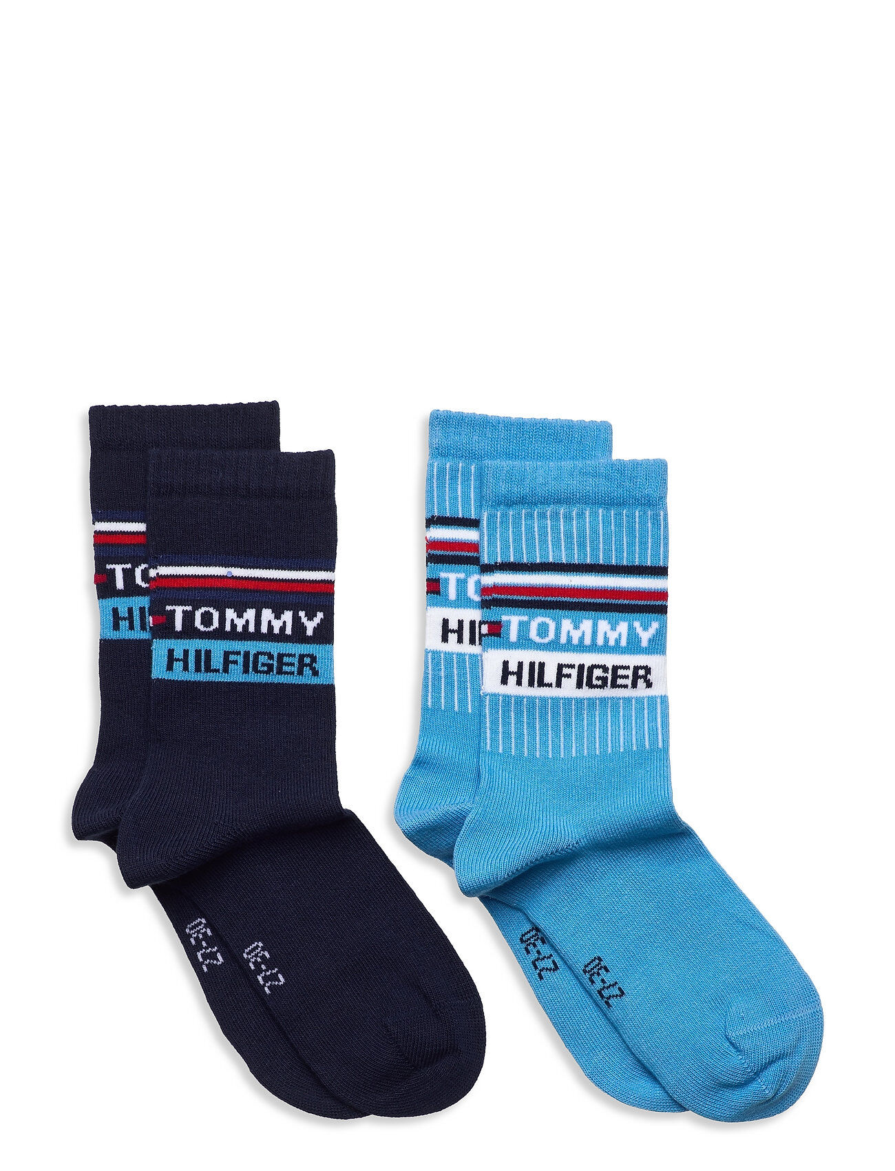 Tommy Hilfiger Th Kids Sock 2P Logo Ribbon Socks & Tights Socks Blå Tommy Hilfiger