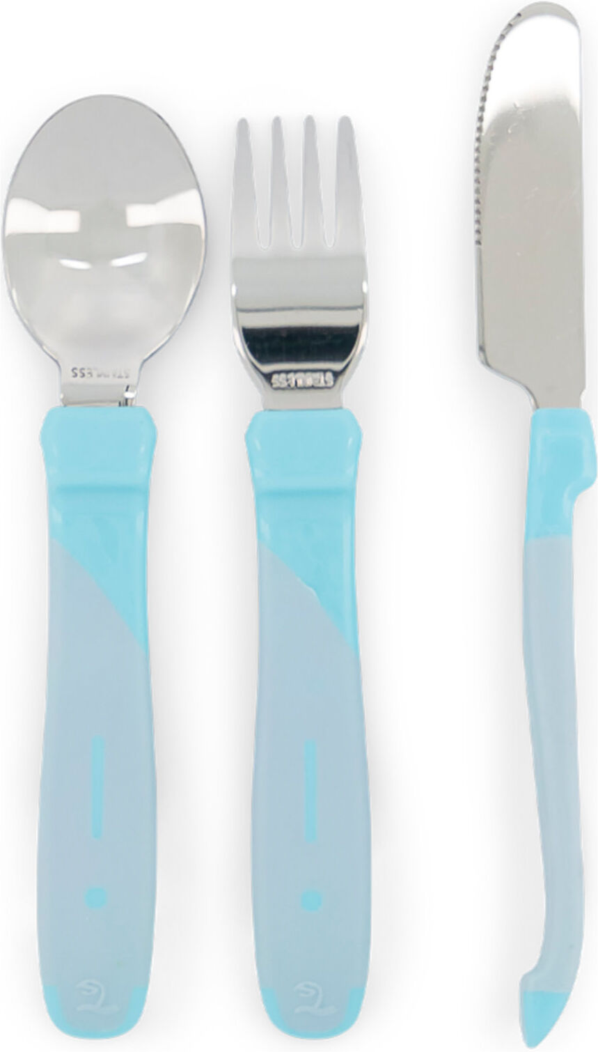 Twistshake Learn Cutlery Stainless Steel 12+M Pastel Blue Home Meal Time Cutlery Blå Twistshake