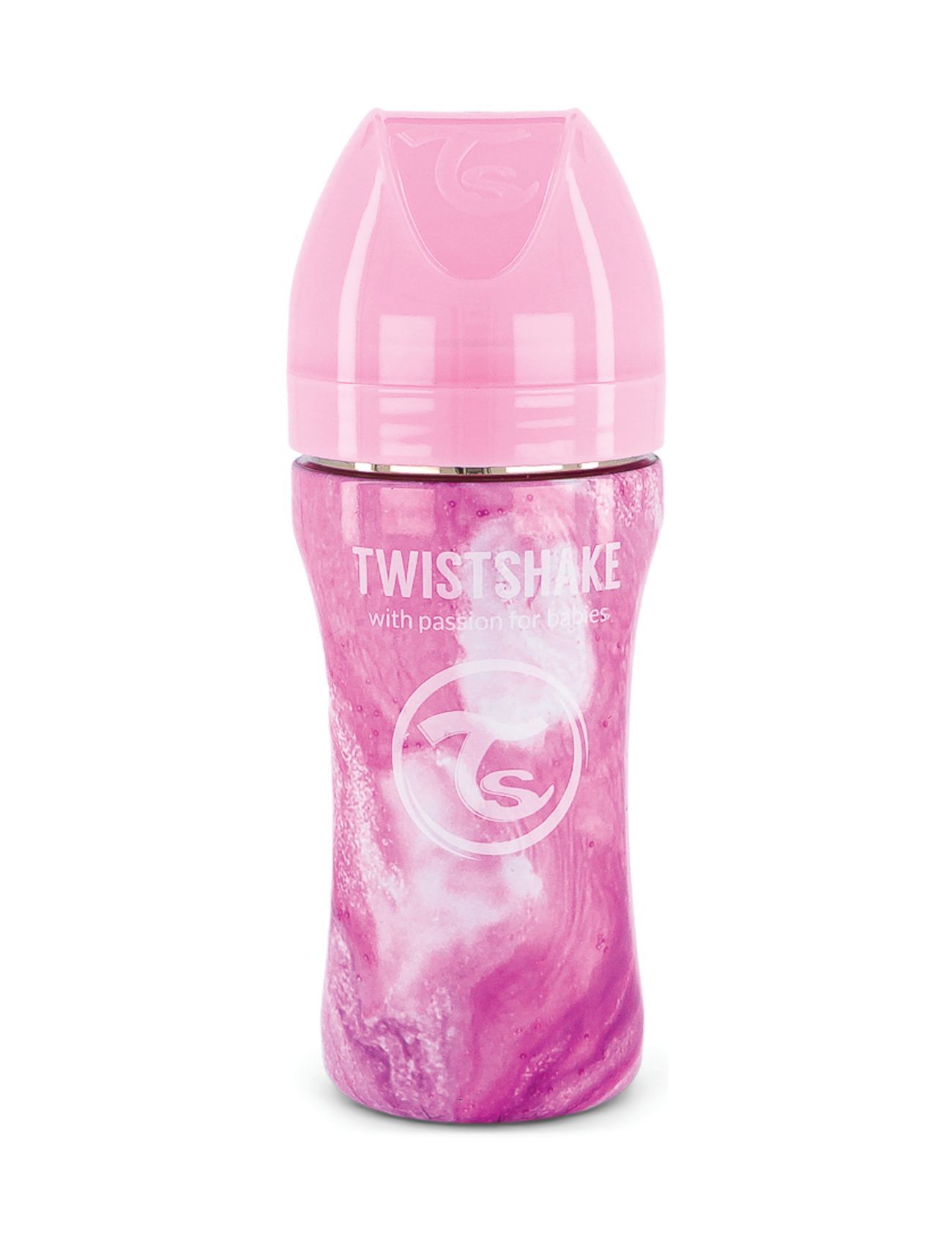 Twistshake Anti-Colic Stainless Steel 330Ml Marble Pink Baby & Maternity Baby Feeding Baby Bottles Rosa Twistshake