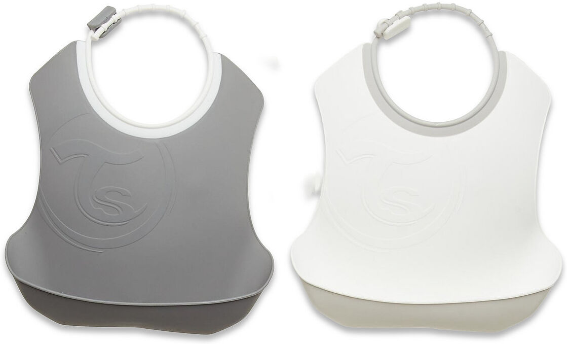 Twistshake 2X Bib 4+M Pastel Grey White Home Meal Time Bibs Hvit Twistshake