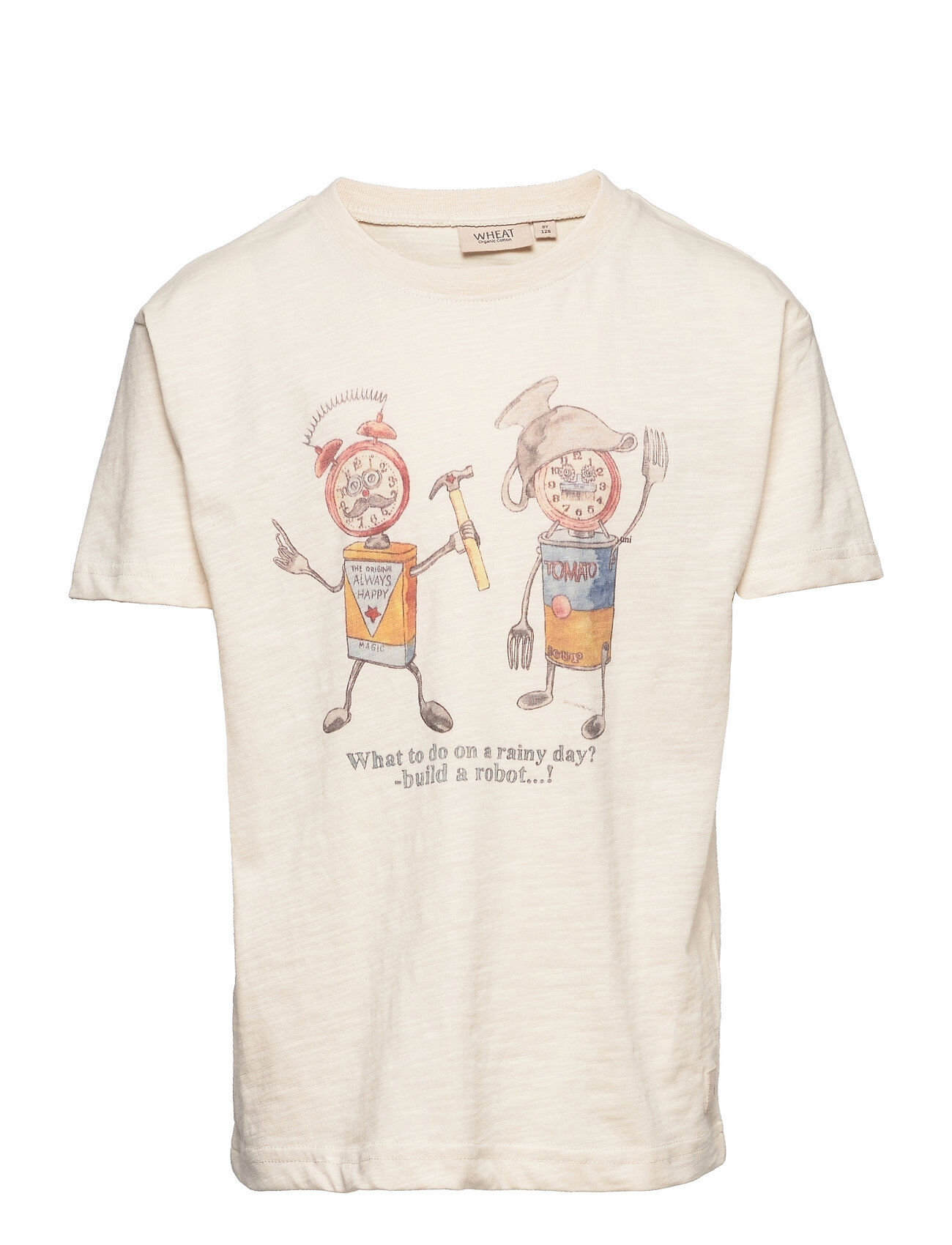 Wheat T-Shirt Robots T-shirts Short-sleeved Beige Wheat